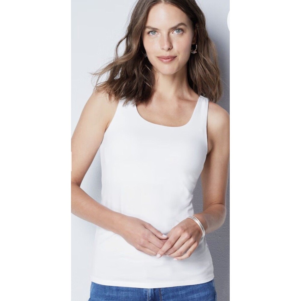 J. Jill Perfect Shelf Bra Tank Top Capsule Layering White Sz Large Petite